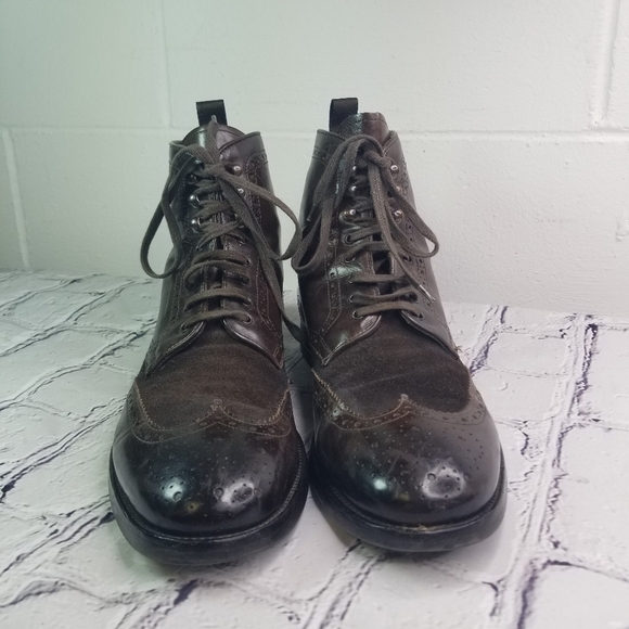 To Boot New York Brennan brown wingtip brogue lace up boots - Picture 9 of 13